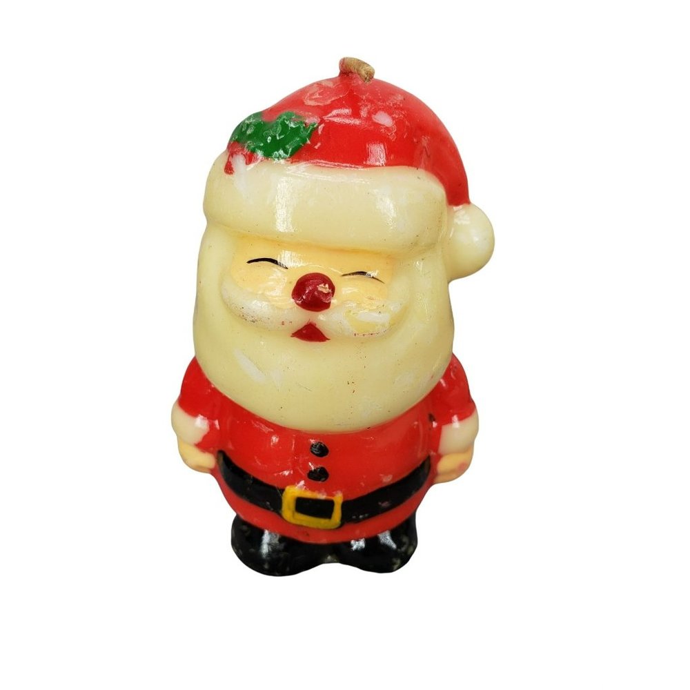 Vintage 1980S small Santa Claus Wax Glossed Candle
